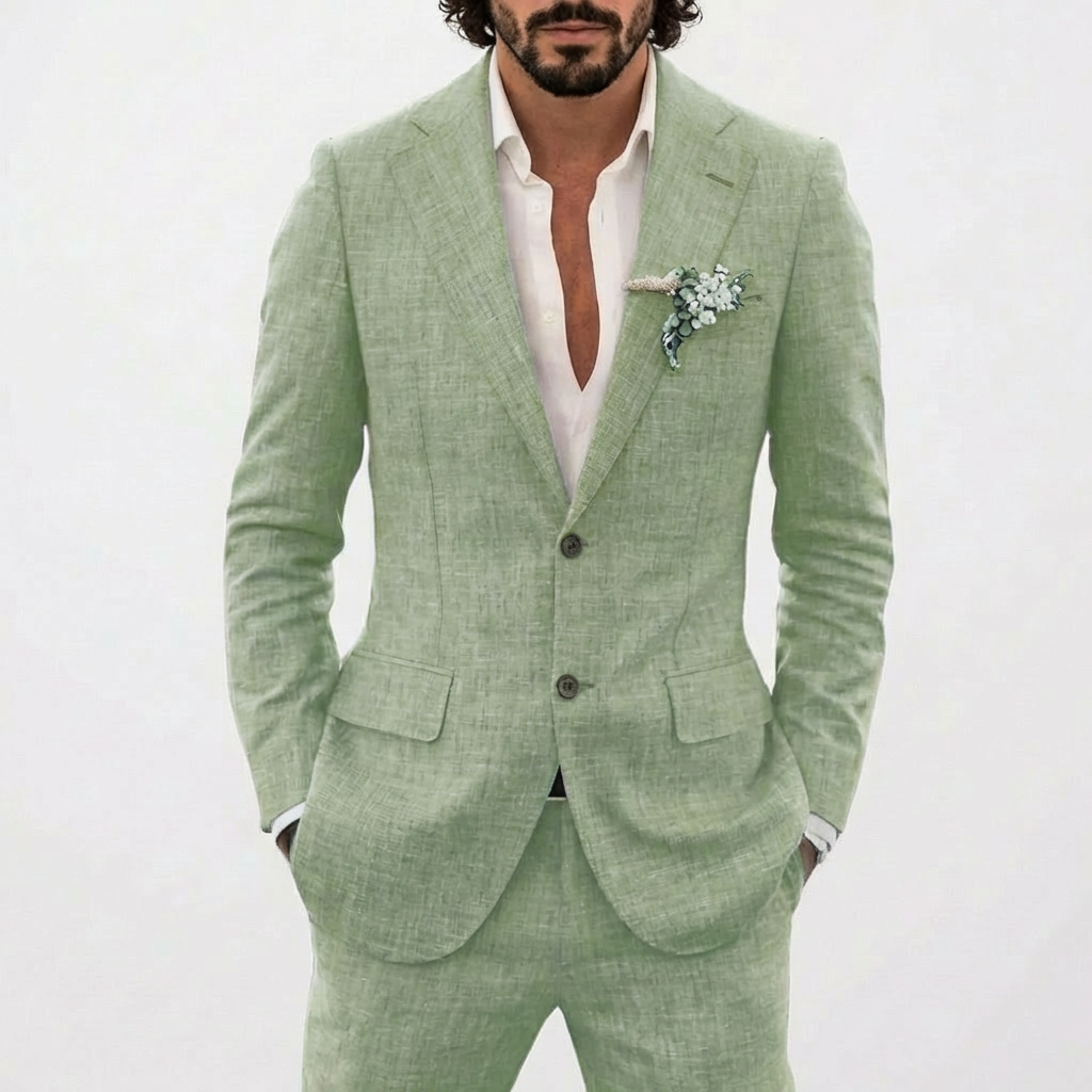 Traje de lino para hombre — Corte entallado slim fit para bodas
